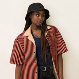 DTI Retro Island Orange Stripey Unisex button shirt
