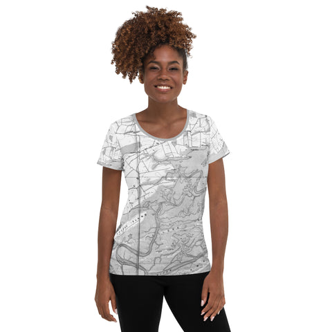 Descendants of the Island JI Map B+W Women's Athletic T-shirt